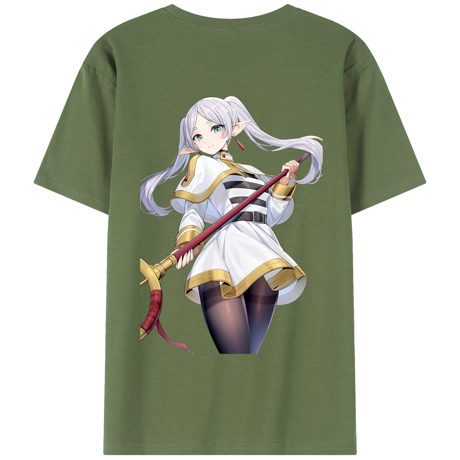 （画像用） 葬送のフリーレン Frieren 綿100％ メンズ半袖Tシャツ（バックプリント） 通気性